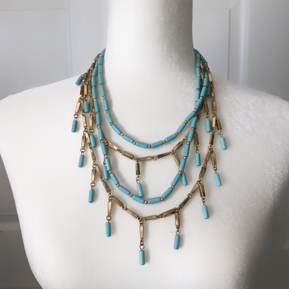 Layered Turquoise and Gold Necklace